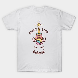 Donut Stop Believin' 2nd Birthday Donut Unicorn T-Shirt